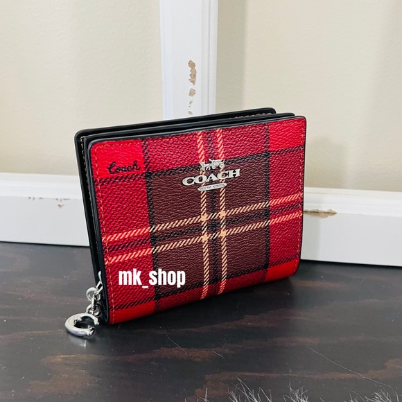 COACH Tartar Plaid Print Snap Wallet - Picture 3 of 16